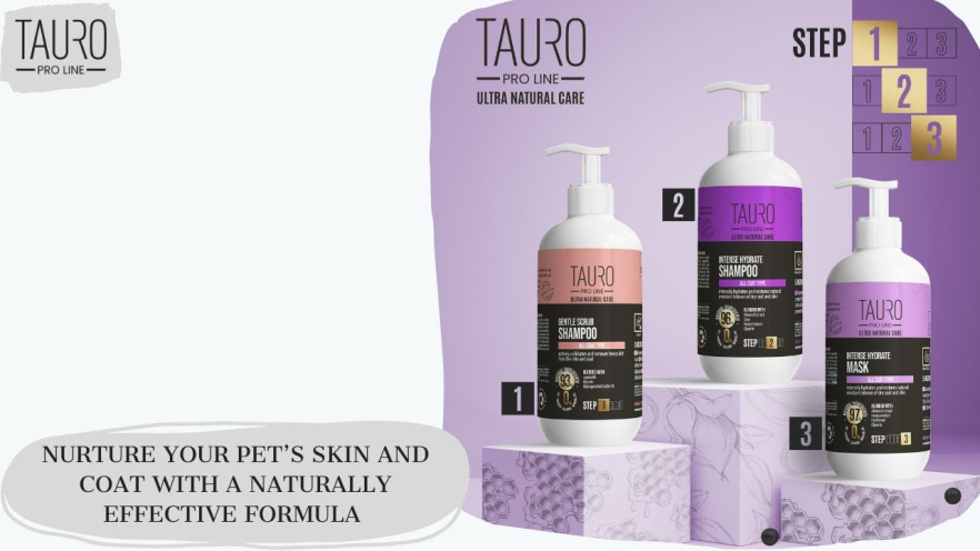 Video TAURO PRO LINE Ultra Natural Care intense hydrate mask for dogs and cats with white, light coat and skin 400 ml - 1